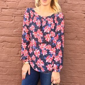 Loft Petite Floral Long Sleeve Blouse